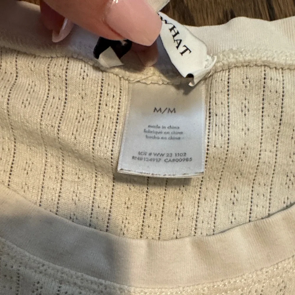 WeWoreWhat - women’s Cream Ribbed pointelle - Sleepwear Set M - Picture 5 of 8